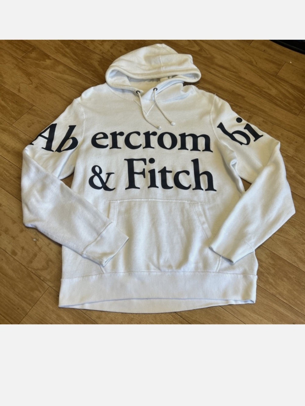 Abercrombie & Fitch White Hoodie with Black Logo size L